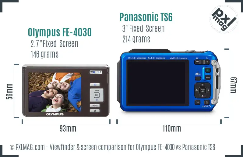 Olympus FE-4030 vs Panasonic TS6 Screen and Viewfinder comparison