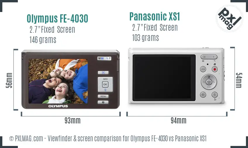 Olympus FE-4030 vs Panasonic XS1 Screen and Viewfinder comparison