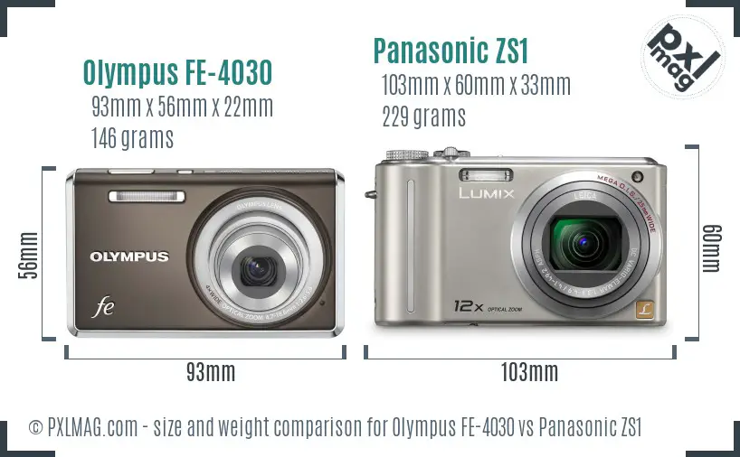 Olympus FE-4030 vs Panasonic ZS1 size comparison