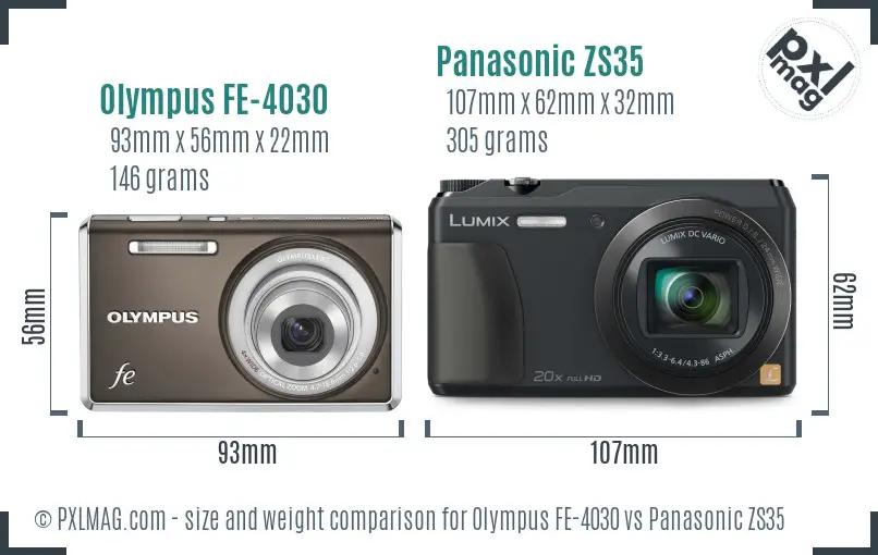 Olympus FE-4030 vs Panasonic ZS35 size comparison