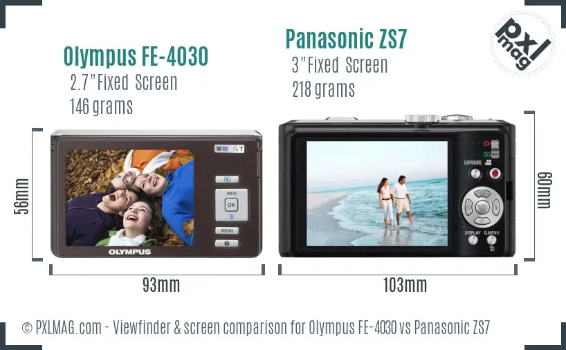 Olympus FE-4030 vs Panasonic ZS7 Screen and Viewfinder comparison