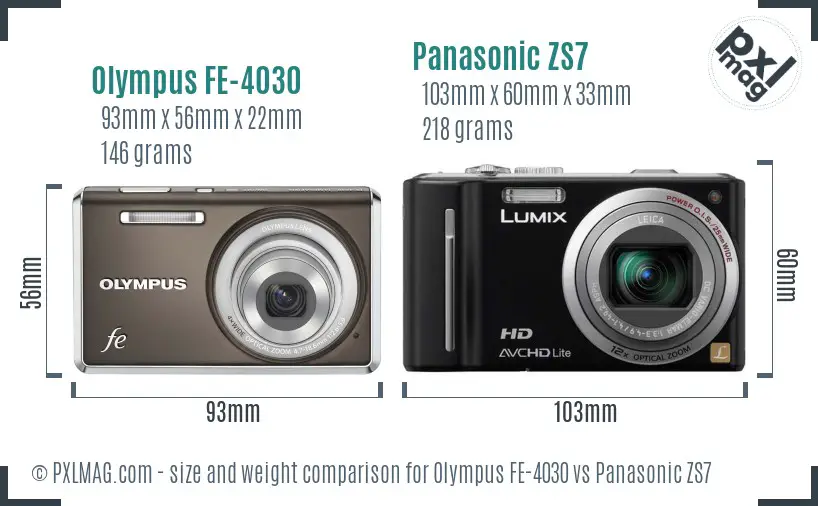 Olympus FE-4030 vs Panasonic ZS7 size comparison