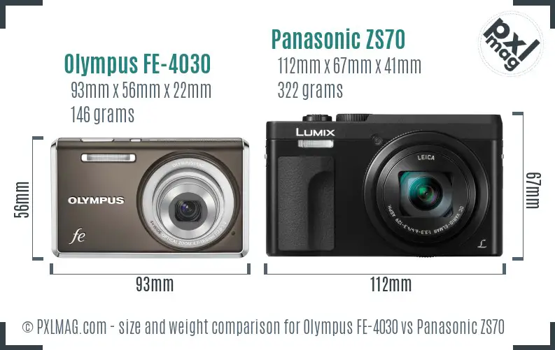 Olympus FE-4030 vs Panasonic ZS70 size comparison