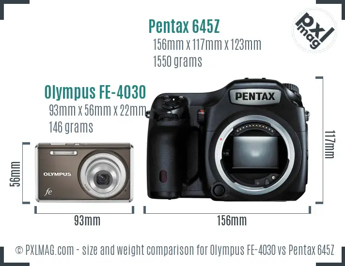 Olympus FE-4030 vs Pentax 645Z size comparison