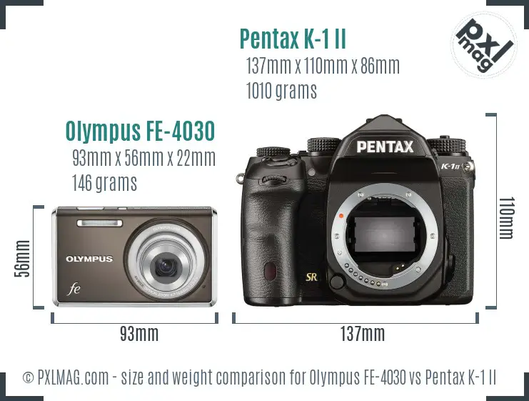 Olympus FE-4030 vs Pentax K-1 II size comparison