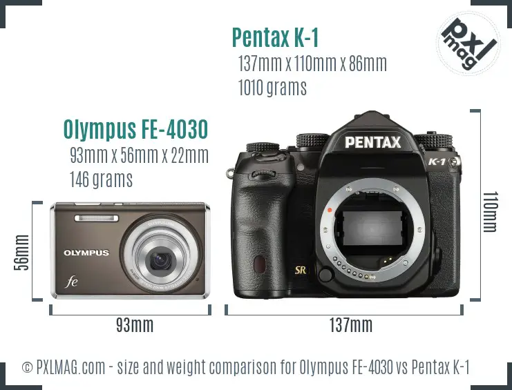 Olympus FE-4030 vs Pentax K-1 size comparison