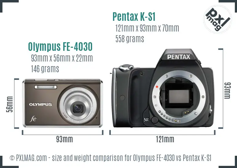 Olympus FE-4030 vs Pentax K-S1 size comparison