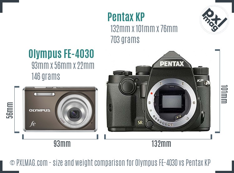 Olympus FE-4030 vs Pentax KP size comparison