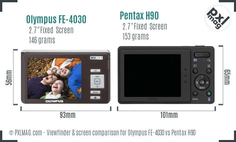 Olympus FE-4030 vs Pentax H90 Screen and Viewfinder comparison