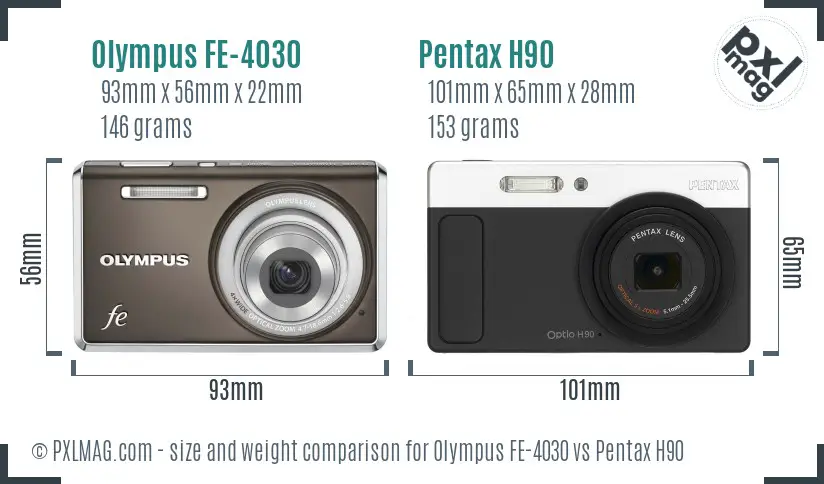 Olympus FE-4030 vs Pentax H90 size comparison