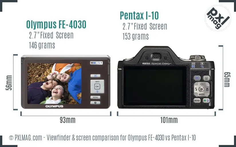 Olympus FE-4030 vs Pentax I-10 Screen and Viewfinder comparison