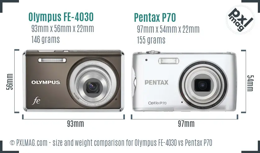 Olympus FE-4030 vs Pentax P70 size comparison