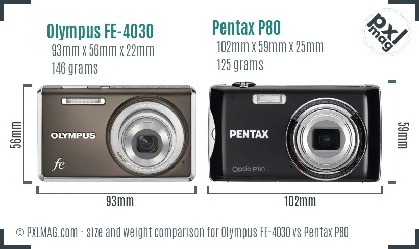 Olympus FE-4030 vs Pentax P80 size comparison