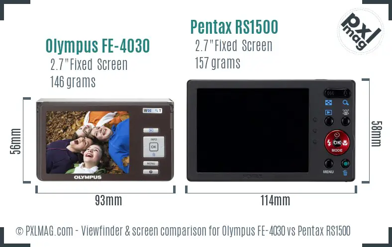 Olympus FE-4030 vs Pentax RS1500 Screen and Viewfinder comparison