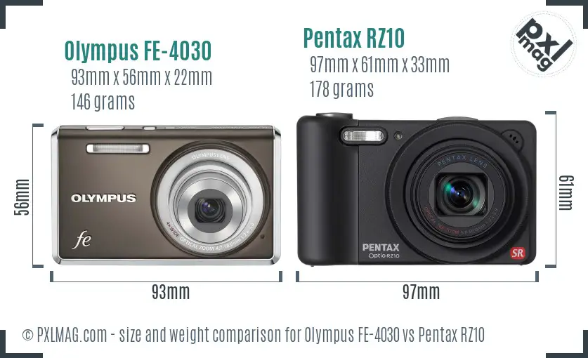 Olympus FE-4030 vs Pentax RZ10 size comparison