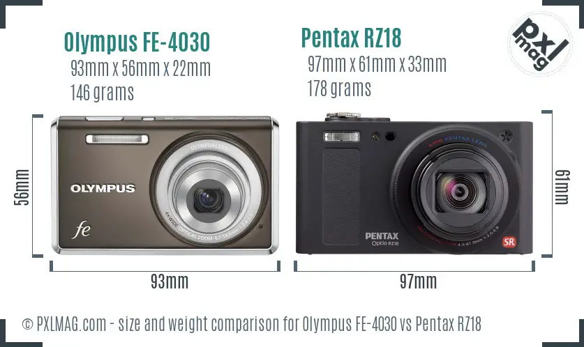 Olympus FE-4030 vs Pentax RZ18 size comparison