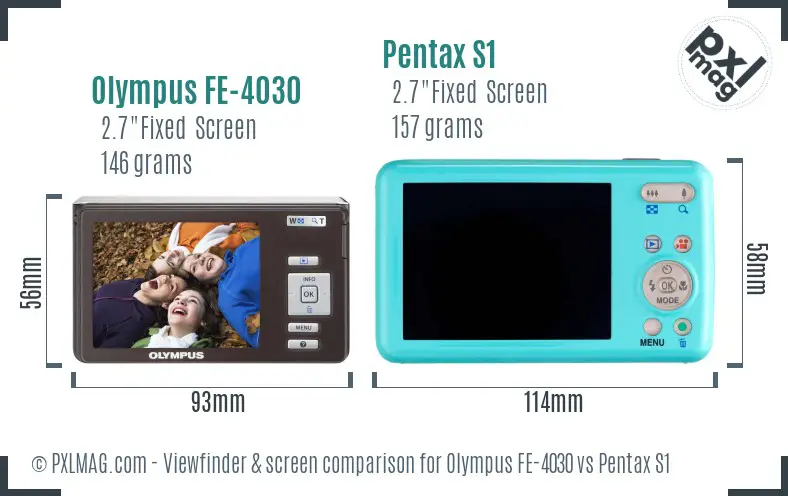 Olympus FE-4030 vs Pentax S1 Screen and Viewfinder comparison