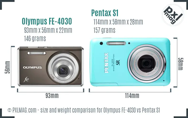 Olympus FE-4030 vs Pentax S1 size comparison