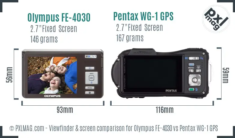 Olympus FE-4030 vs Pentax WG-1 GPS Screen and Viewfinder comparison