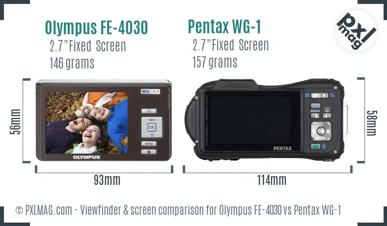 Olympus FE-4030 vs Pentax WG-1 Screen and Viewfinder comparison