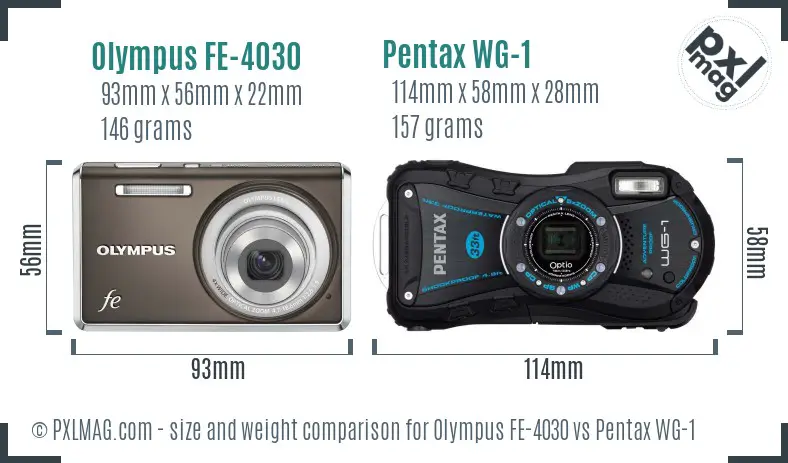 Olympus FE-4030 vs Pentax WG-1 size comparison