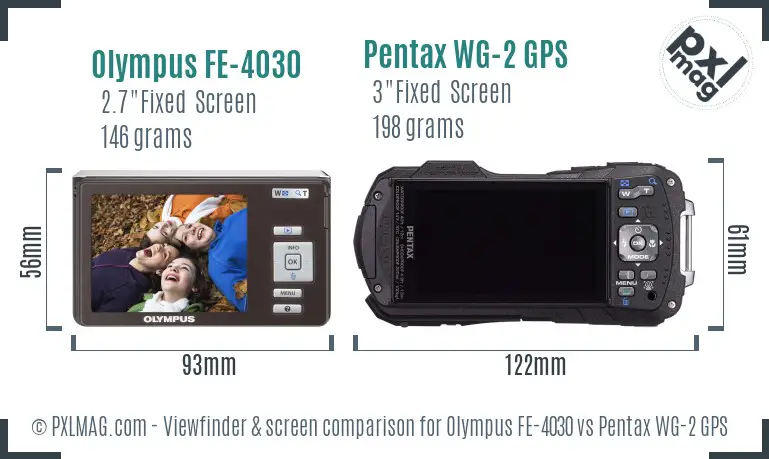 Olympus FE-4030 vs Pentax WG-2 GPS Screen and Viewfinder comparison