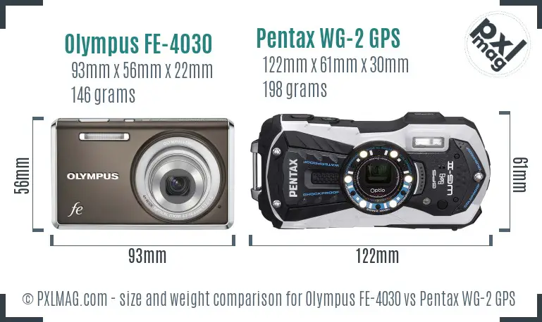 Olympus FE-4030 vs Pentax WG-2 GPS size comparison