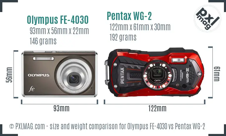 Olympus FE-4030 vs Pentax WG-2 size comparison