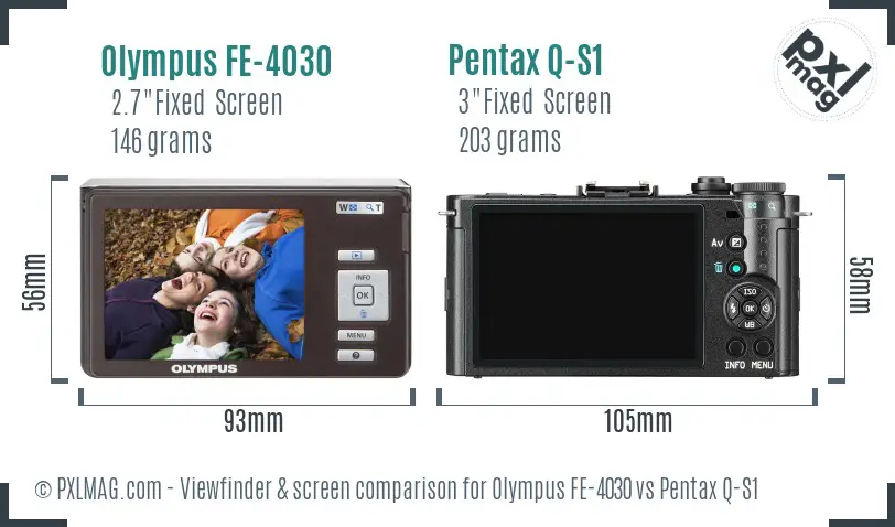 Olympus FE-4030 vs Pentax Q-S1 Screen and Viewfinder comparison