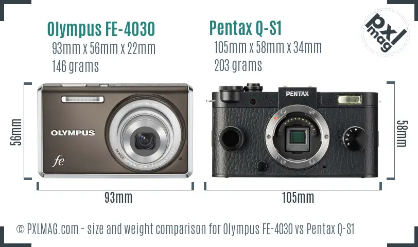 Olympus FE-4030 vs Pentax Q-S1 size comparison