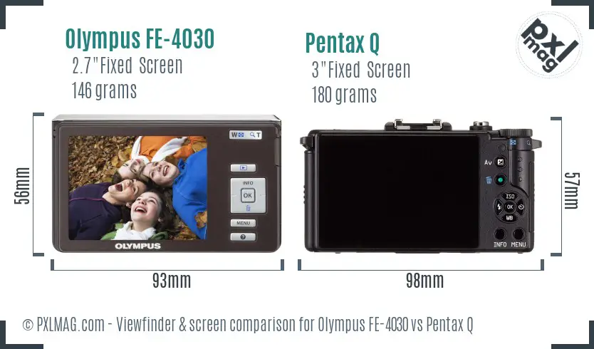Olympus FE-4030 vs Pentax Q Screen and Viewfinder comparison