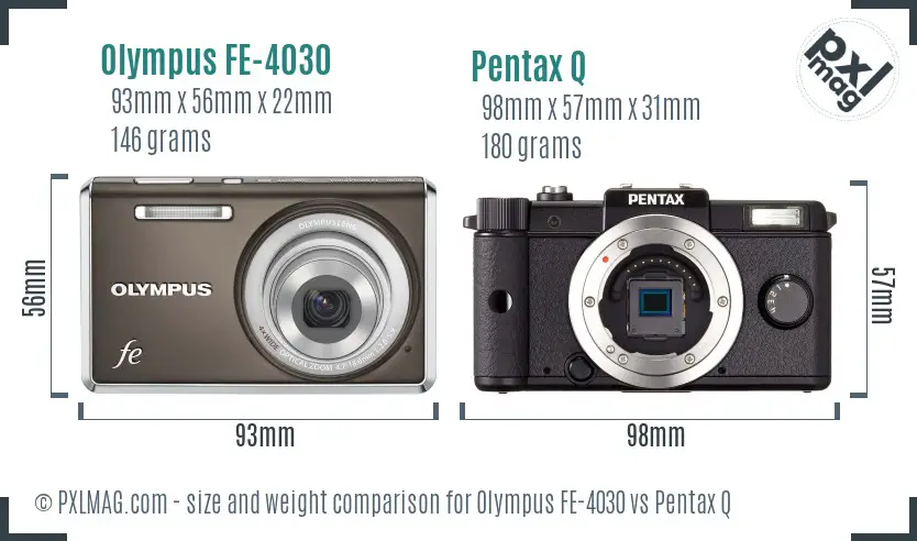 Olympus FE-4030 vs Pentax Q size comparison