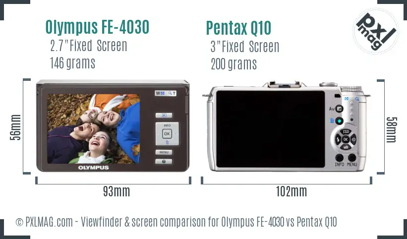 Olympus FE-4030 vs Pentax Q10 Screen and Viewfinder comparison