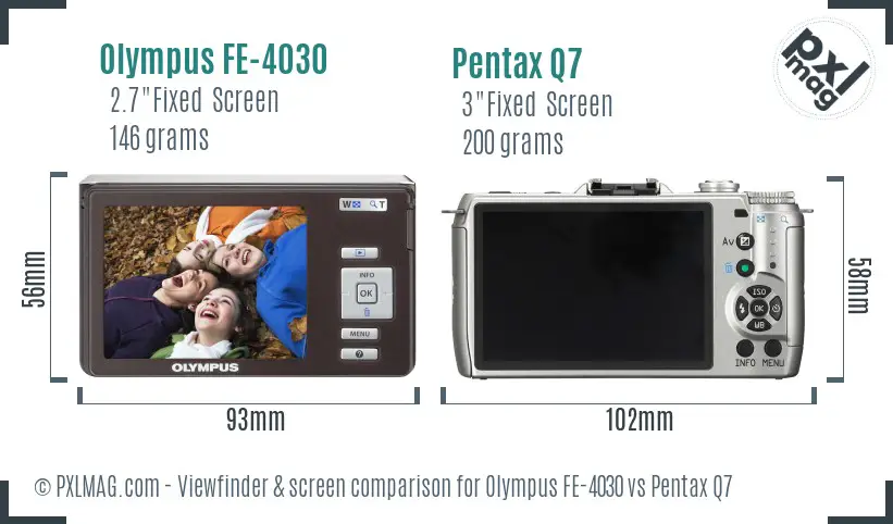 Olympus FE-4030 vs Pentax Q7 Screen and Viewfinder comparison