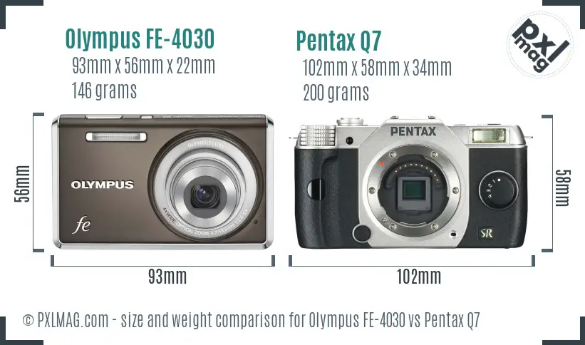 Olympus FE-4030 vs Pentax Q7 size comparison