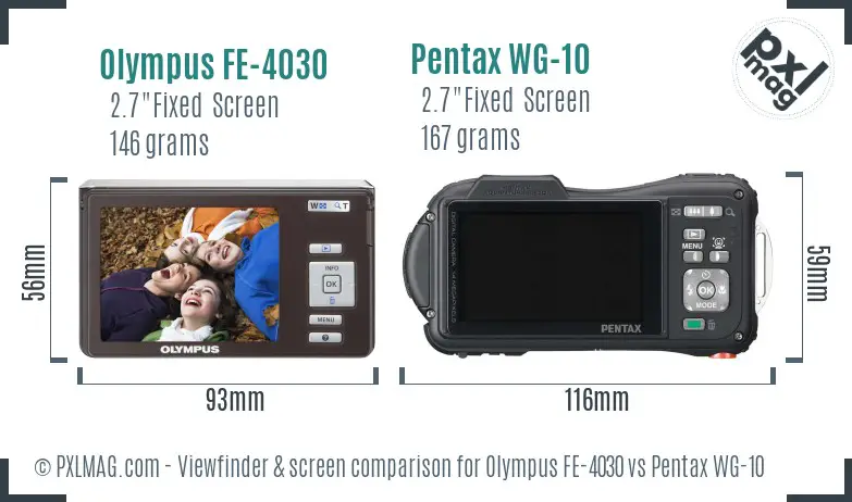 Olympus FE-4030 vs Pentax WG-10 Screen and Viewfinder comparison