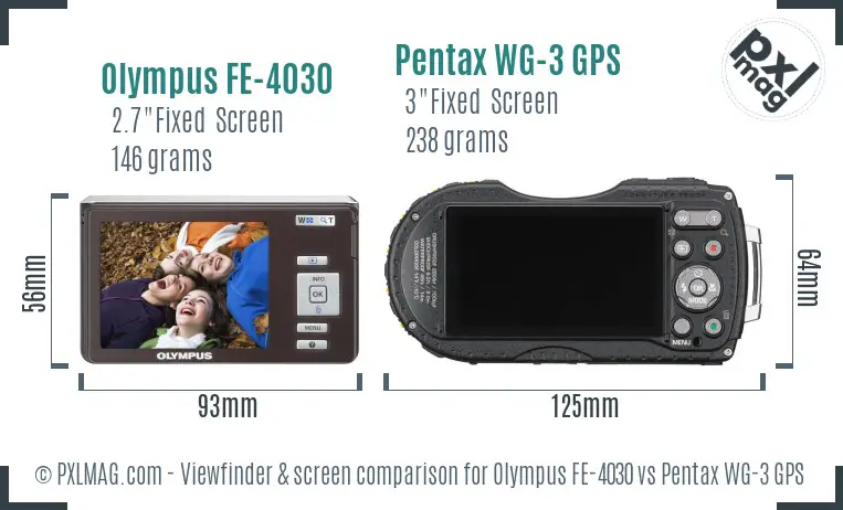 Olympus FE-4030 vs Pentax WG-3 GPS Screen and Viewfinder comparison