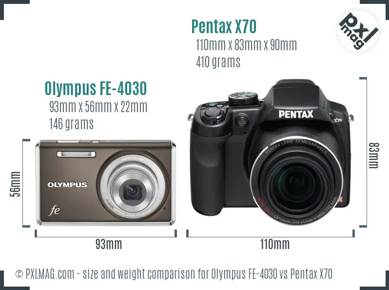 Olympus FE-4030 vs Pentax X70 size comparison Olympus FE-4030 vs Pentax X70 size comparison