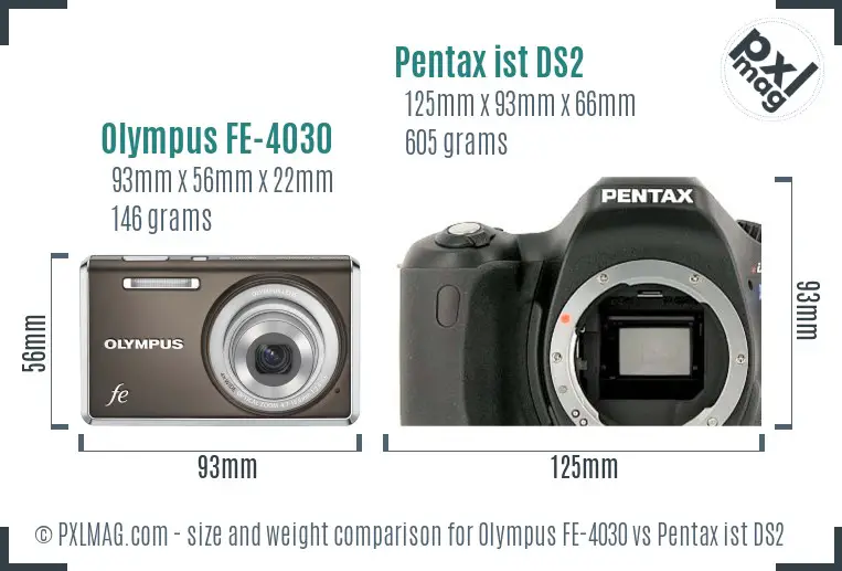 Olympus FE-4030 vs Pentax ist DS2 size comparison