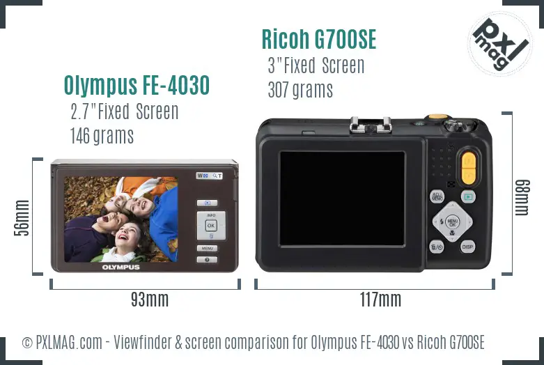 Olympus FE-4030 vs Ricoh G700SE Screen and Viewfinder comparison Olympus FE-4030 vs Ricoh G700SE Screen and Viewfinder comparison