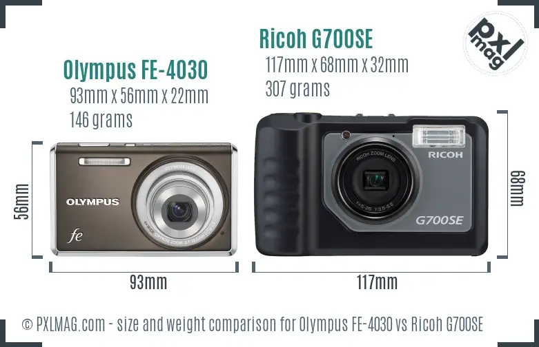 Olympus FE-4030 vs Ricoh G700SE size comparison Olympus FE-4030 vs Ricoh G700SE size comparison