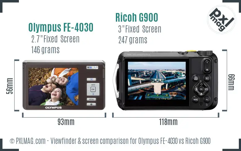 Olympus FE-4030 vs Ricoh G900 Screen and Viewfinder comparison
