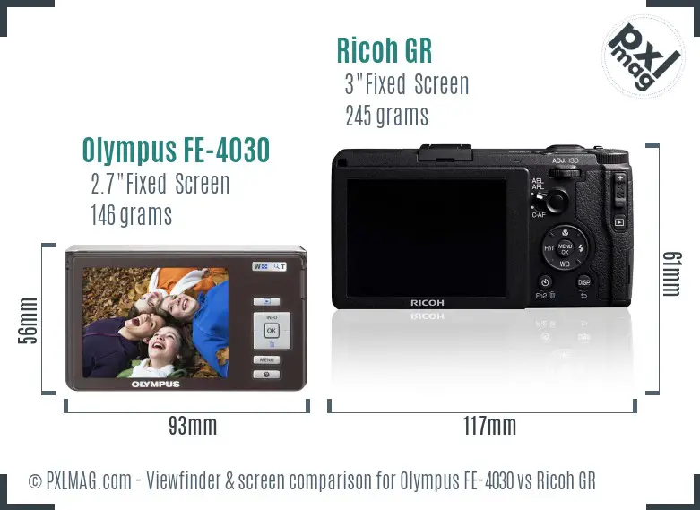 Olympus FE-4030 vs Ricoh GR Screen and Viewfinder comparison Olympus FE-4030 vs Ricoh GR Screen and Viewfinder comparison