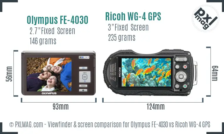 Olympus FE-4030 vs Ricoh WG-4 GPS Screen and Viewfinder comparison