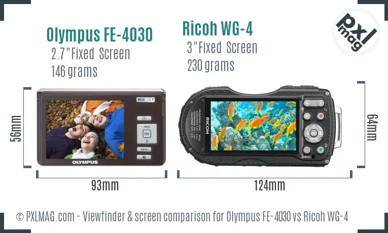 Olympus FE-4030 vs Ricoh WG-4 Screen and Viewfinder comparison