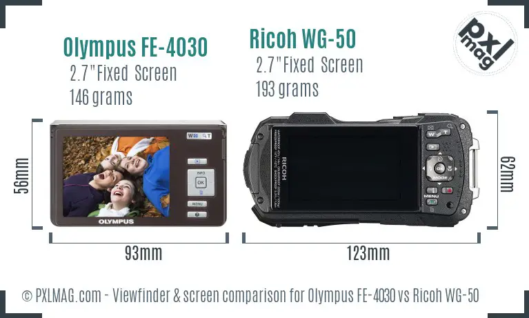 Olympus FE-4030 vs Ricoh WG-50 Screen and Viewfinder comparison