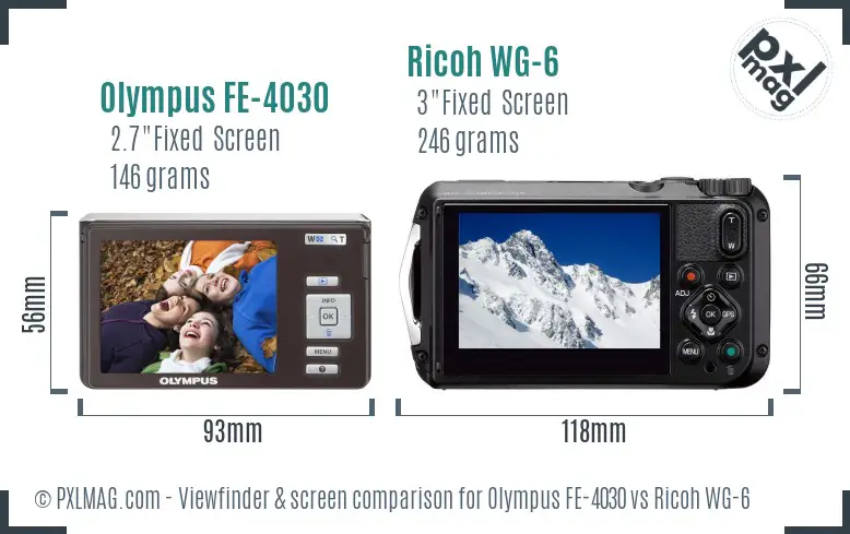 Olympus FE-4030 vs Ricoh WG-6 Screen and Viewfinder comparison