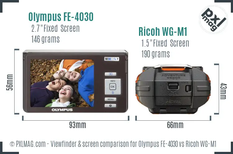 Olympus FE-4030 vs Ricoh WG-M1 Screen and Viewfinder comparison Olympus FE-4030 vs Ricoh WG-M1 Screen and Viewfinder comparison