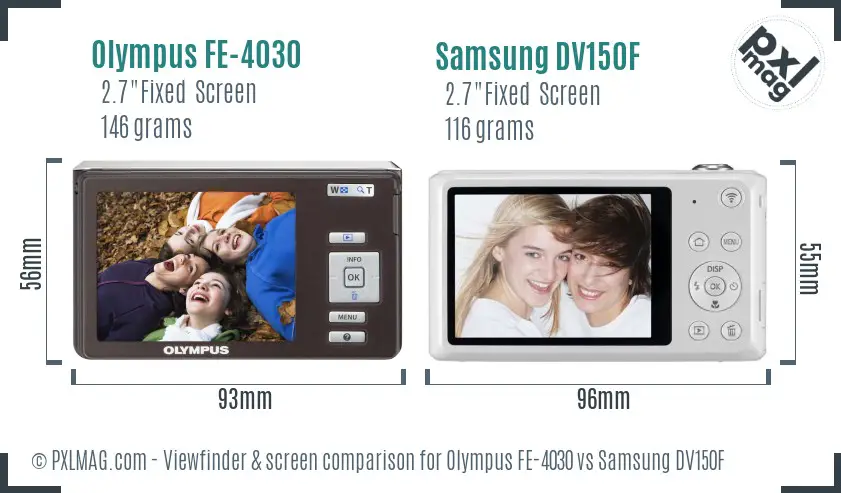 Olympus FE-4030 vs Samsung DV150F Screen and Viewfinder comparison