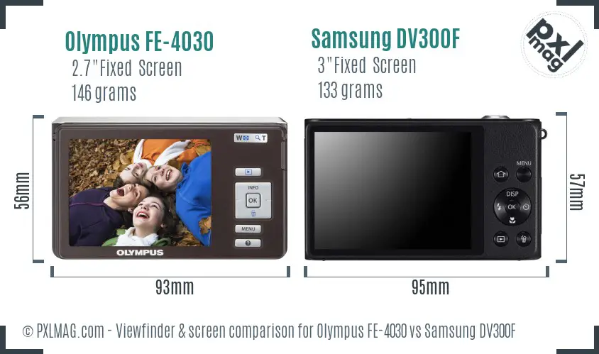 Olympus FE-4030 vs Samsung DV300F Screen and Viewfinder comparison Olympus FE-4030 vs Samsung DV300F Screen and Viewfinder comparison
